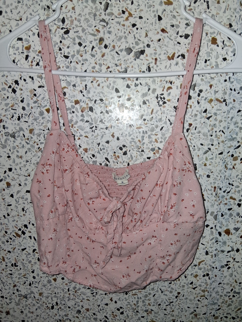 Aeropostale Pink Floral Tie-Front Spaghetti Strap Camisole